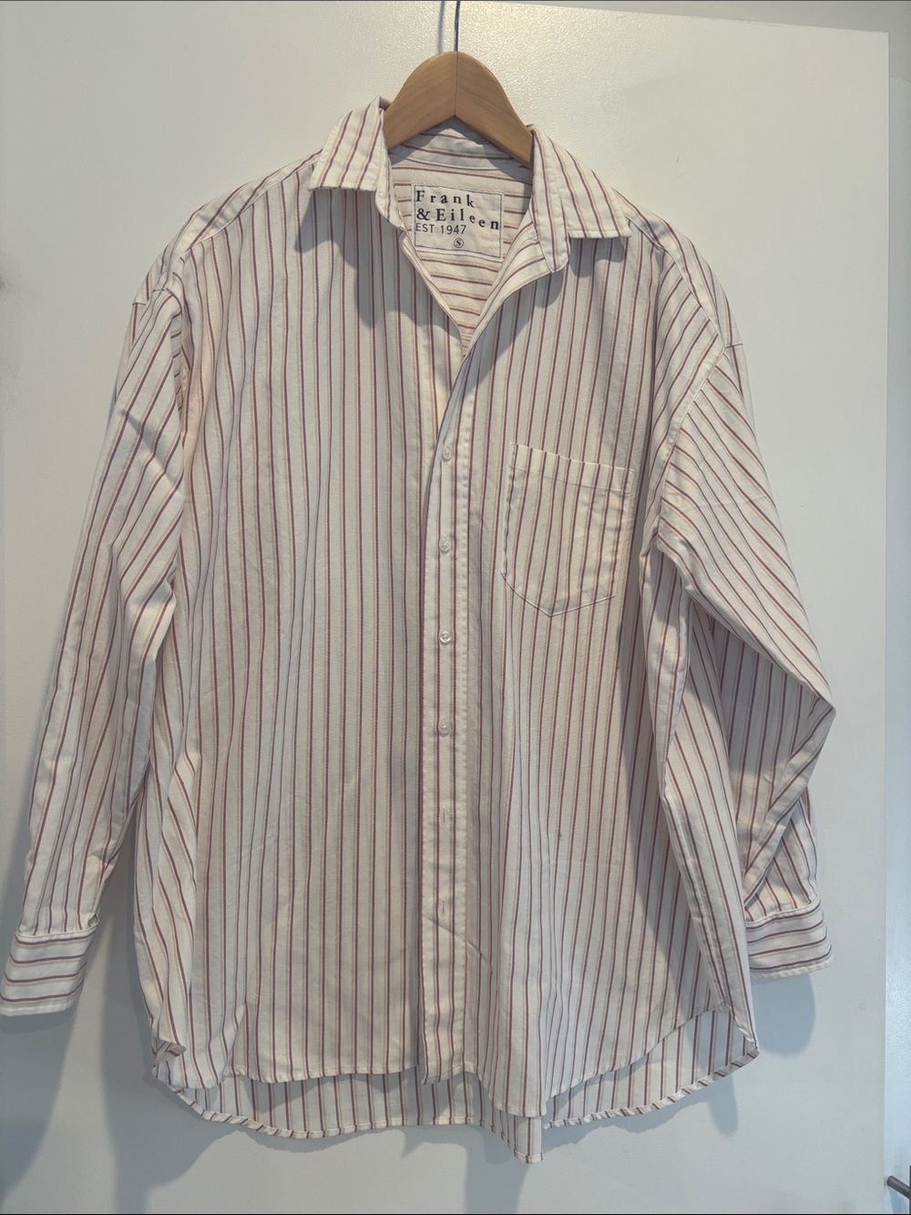 Frank & Eileen Cream Shirt with Red Pinstripes Never Worn